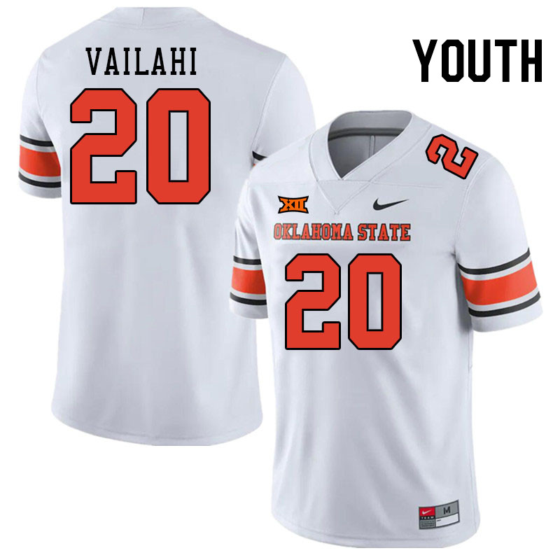 Men #20 Sesi Vailahi Oklahoma State Cowboys College Football Jerseys Stitched Sale-White - Click Image to Close